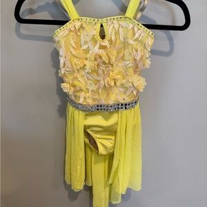 Yellow Floral semi-custom lyrical dance costume.
